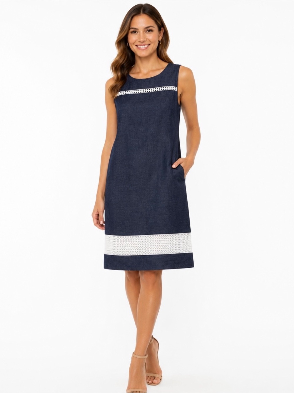 NWT Liz Claiborne sleeveless chambray dress